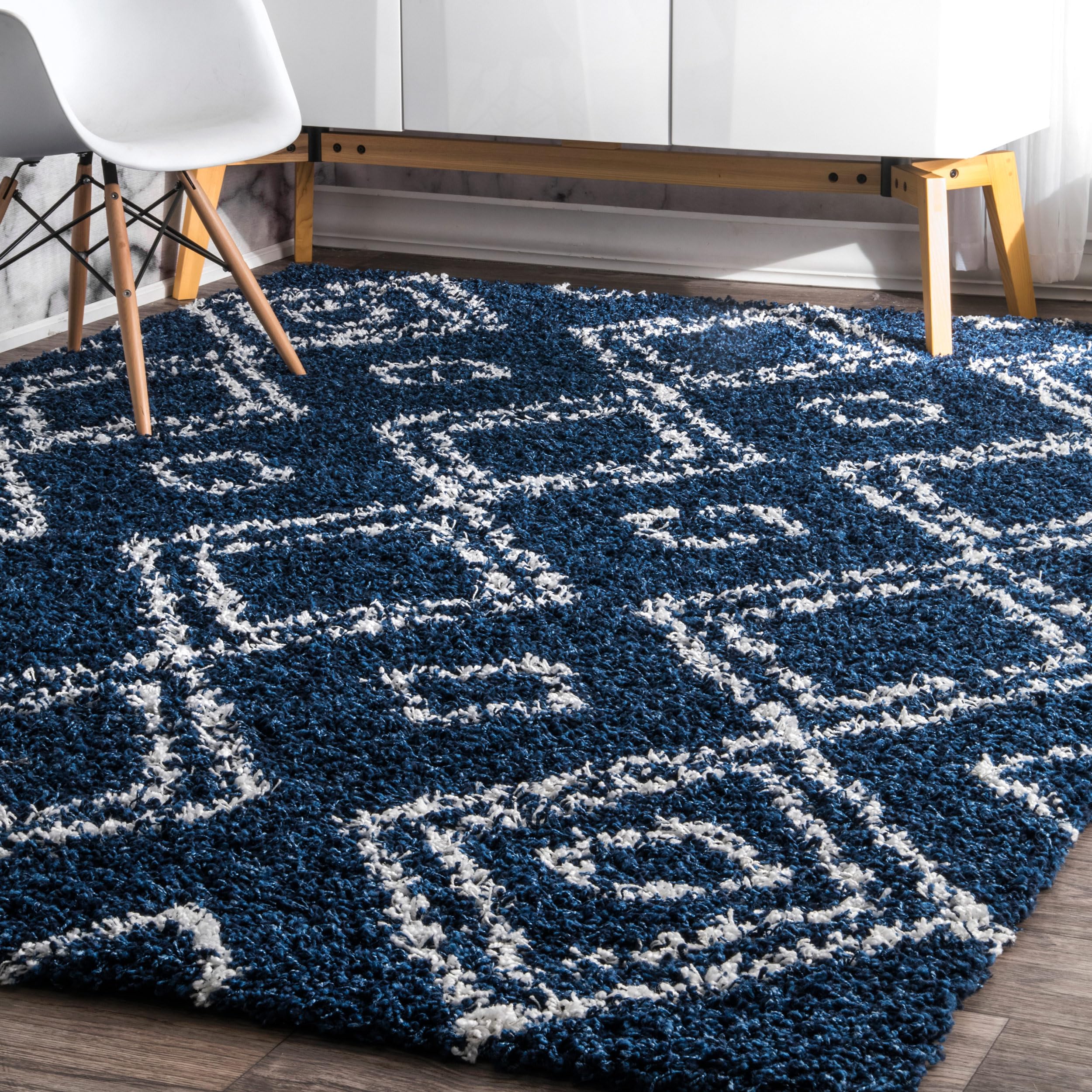 【loomer】Art Rug 18AW nuLOOM Iola Geometric Shag Area Rug, 7x9, Blue : Amazon.ca: Home